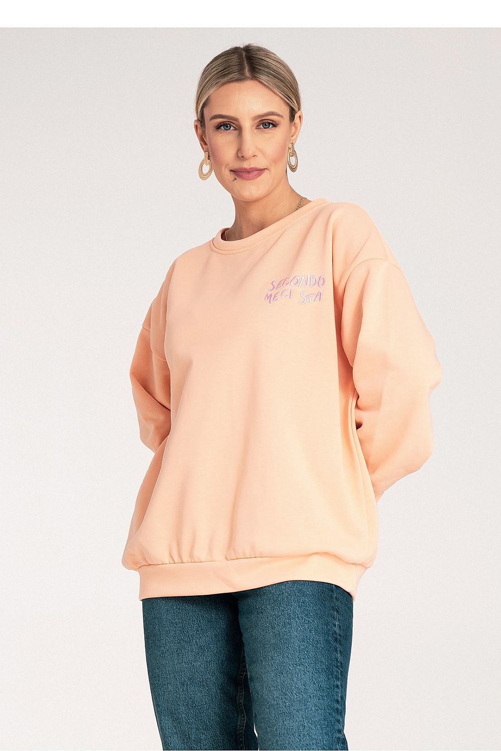 Women's sweatshirt orange relaxed fit alternate view