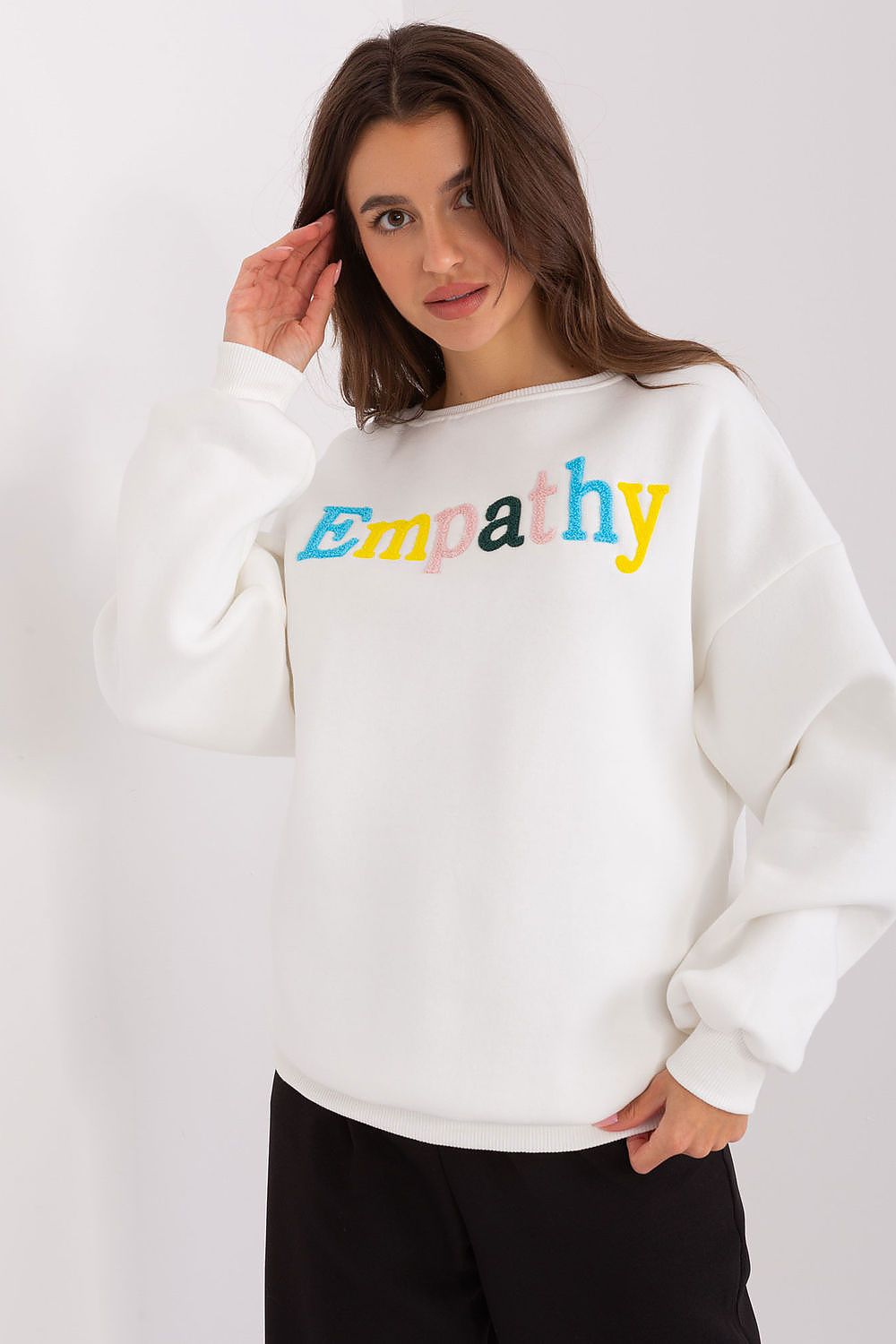 Women's sweatshirt beige letter print styled view