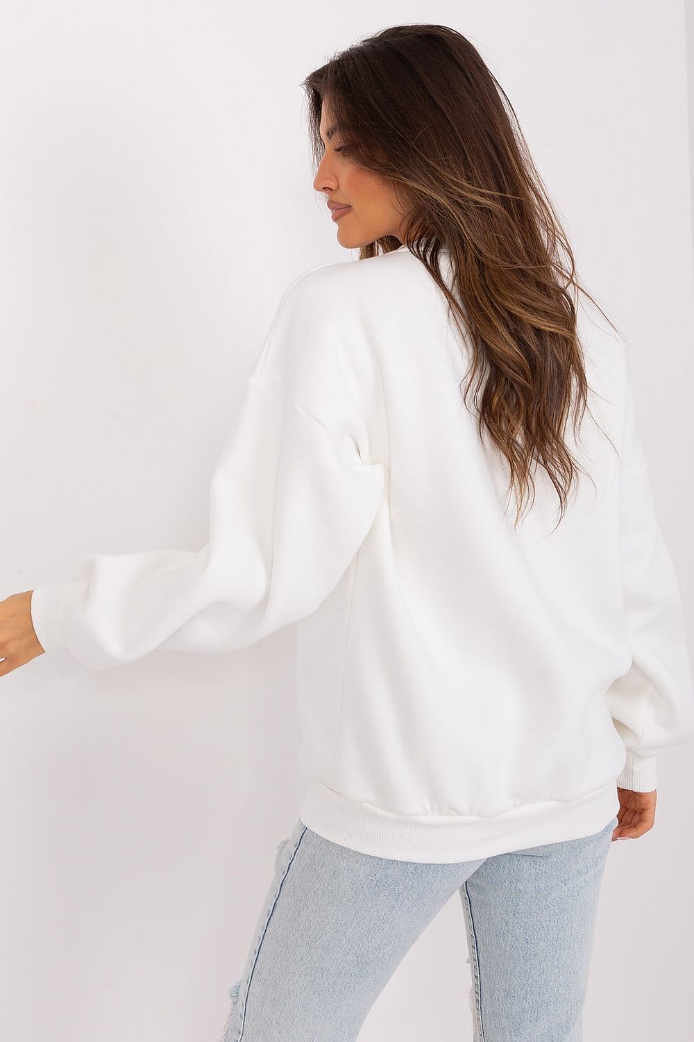 Women's sweatshirt beige sporty casual look