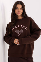 Women's sweatshirt brown loose fit front embroidery view