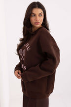 Women's sweatshirt brown crew neck alternate view