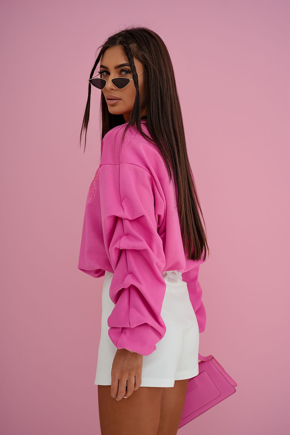 Women's sweatshirt pink spring casual view