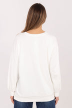 Women's sweatshirt beige loose fit casual view