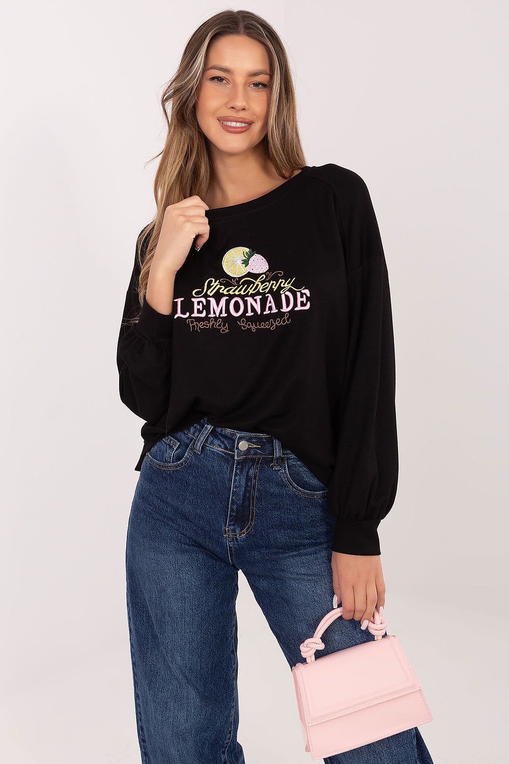 Women's sweatshirt black graphic print front view