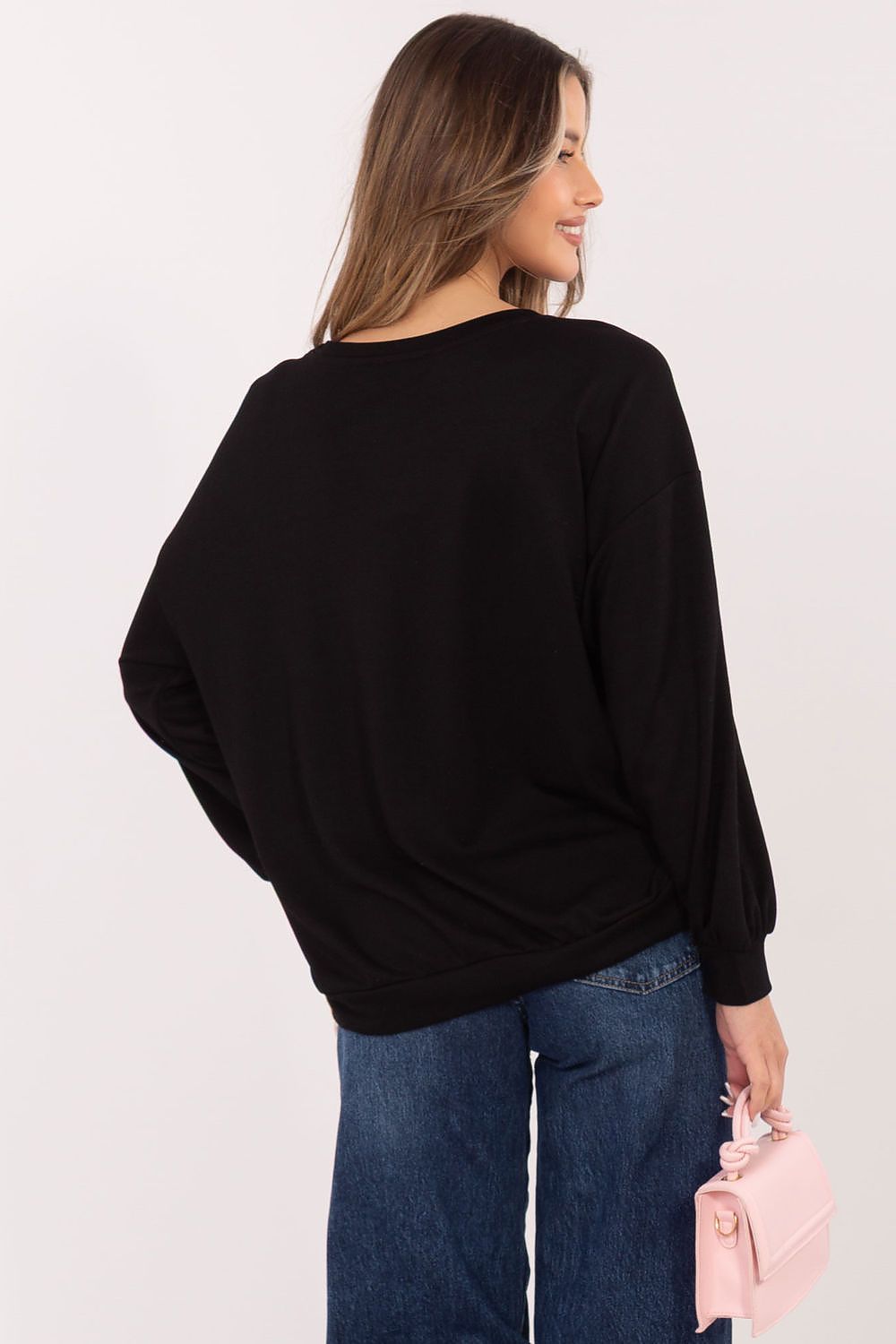 Women's sweatshirt black graphic detail view
