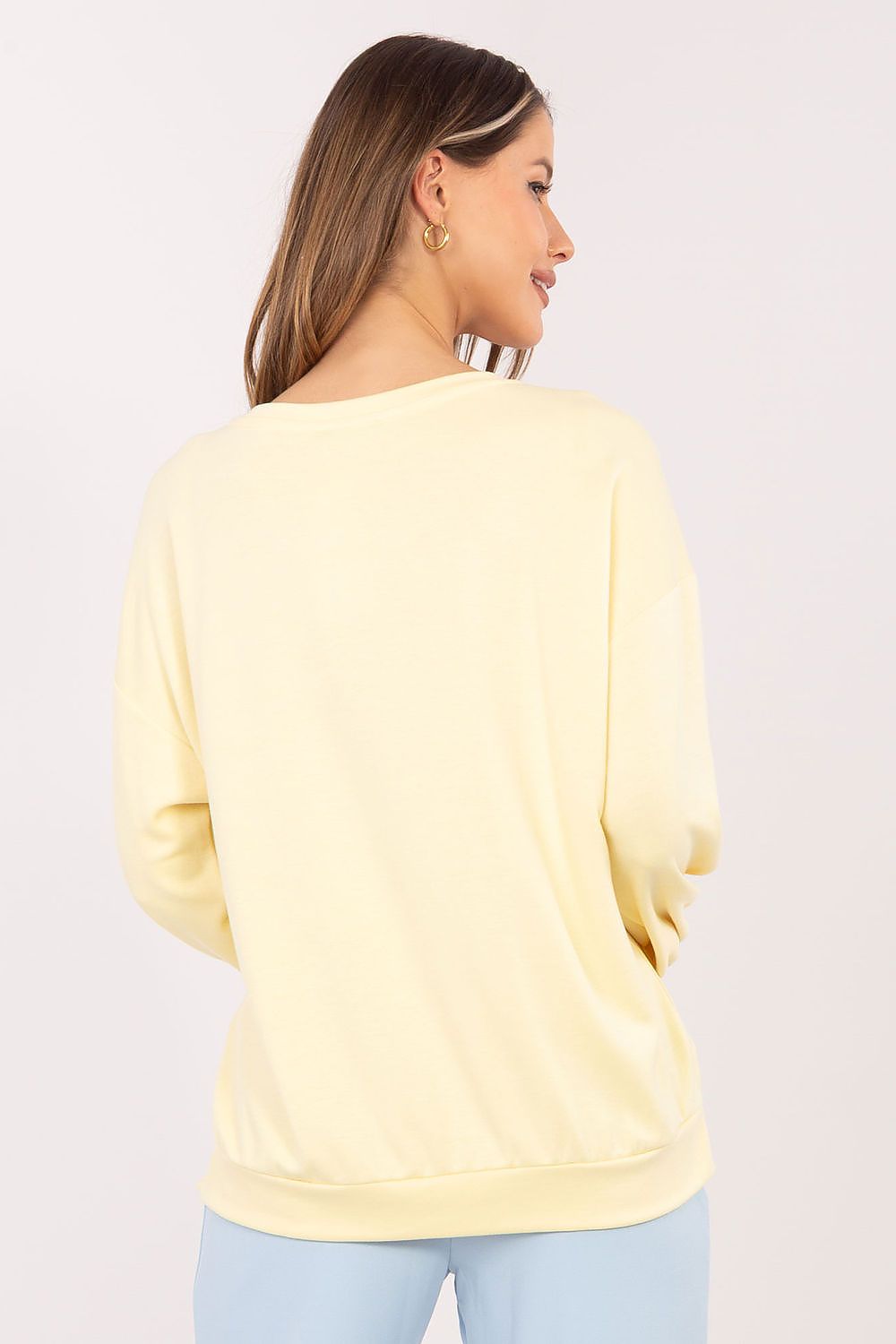 Women's sweatshirt yellow loose fit casual view