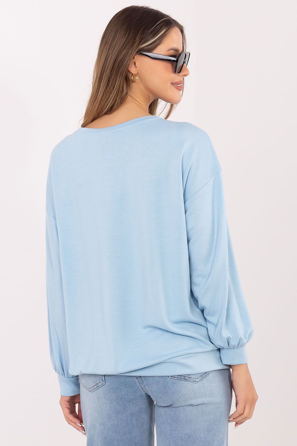 Women's sweatshirt blue letter print detail view