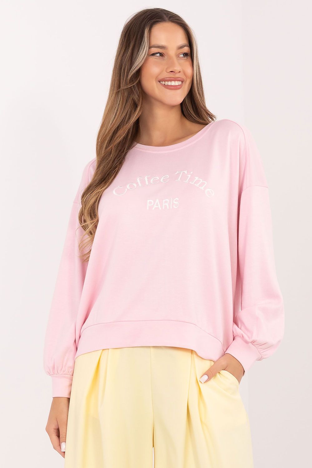 Women's sweatshirt pink relaxed casual view