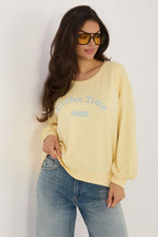 Women's sweatshirt yellow loose fit letter print front view