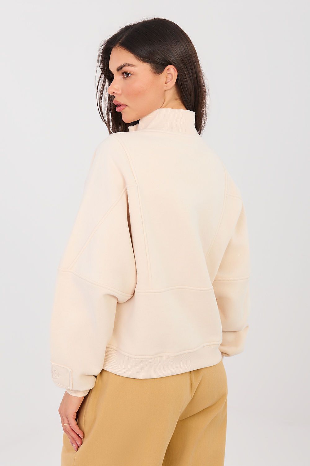Women's sweatshirt beige loose fit casual view