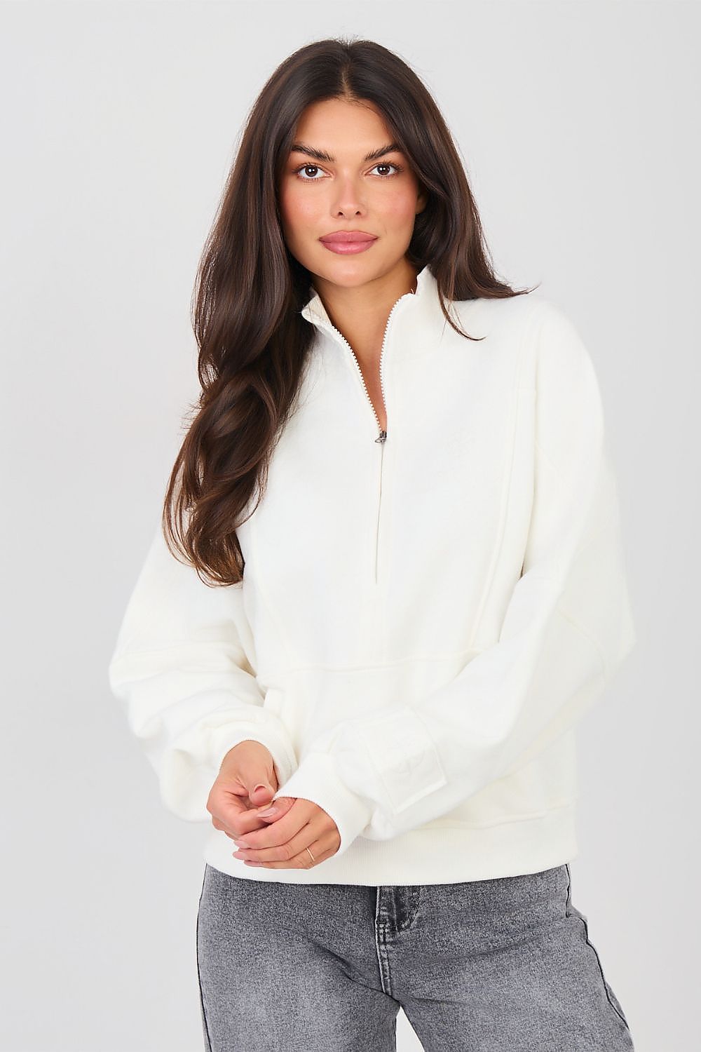 Women's sweatshirt beige alternate shade styled view