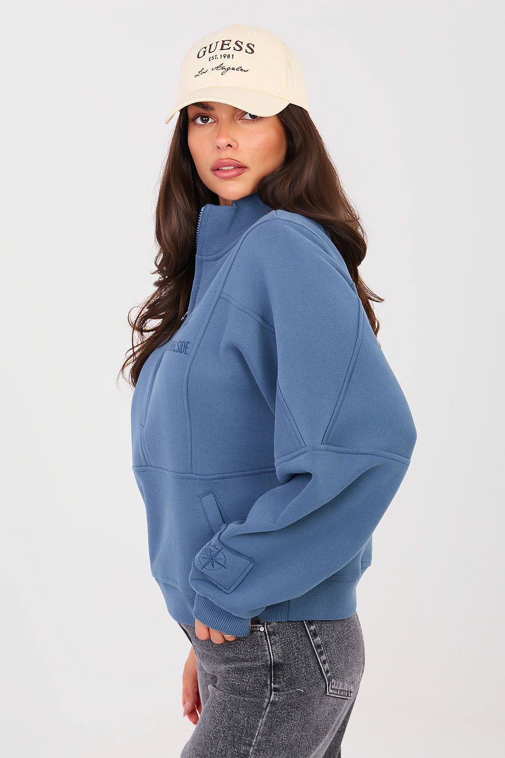 Women's sweatshirt blue loose fit casual view