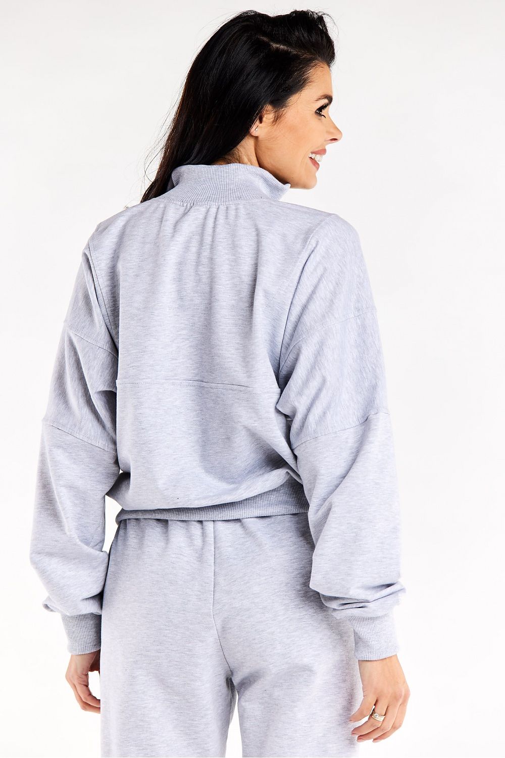 Women's Sweatshirt Mock Neck Quarter-Zip Cotton Blend – Sweatshirt | GUOCALI – view 2