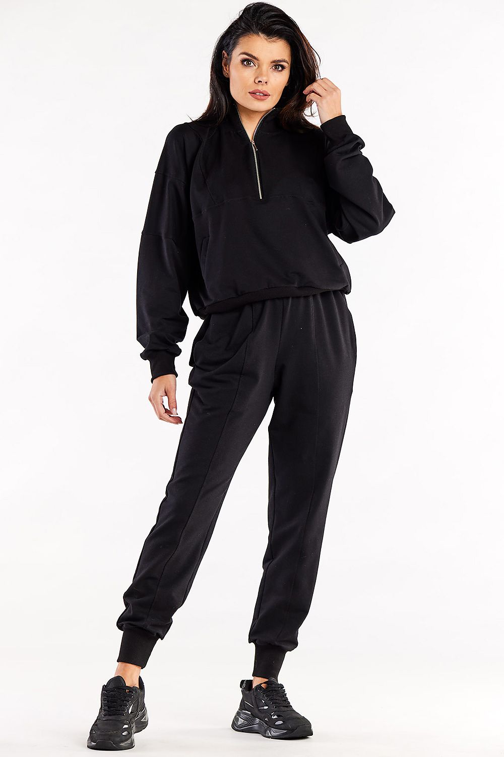 Women's Sweatshirt Mock Neck Quarter-Zip Cotton Blend – Sweatshirt | GUOCALI – view 6
