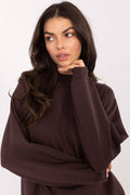 Women's sweatshirt brown mock neck front view