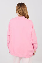 Women's sweatshirt pink stretch cotton casual view