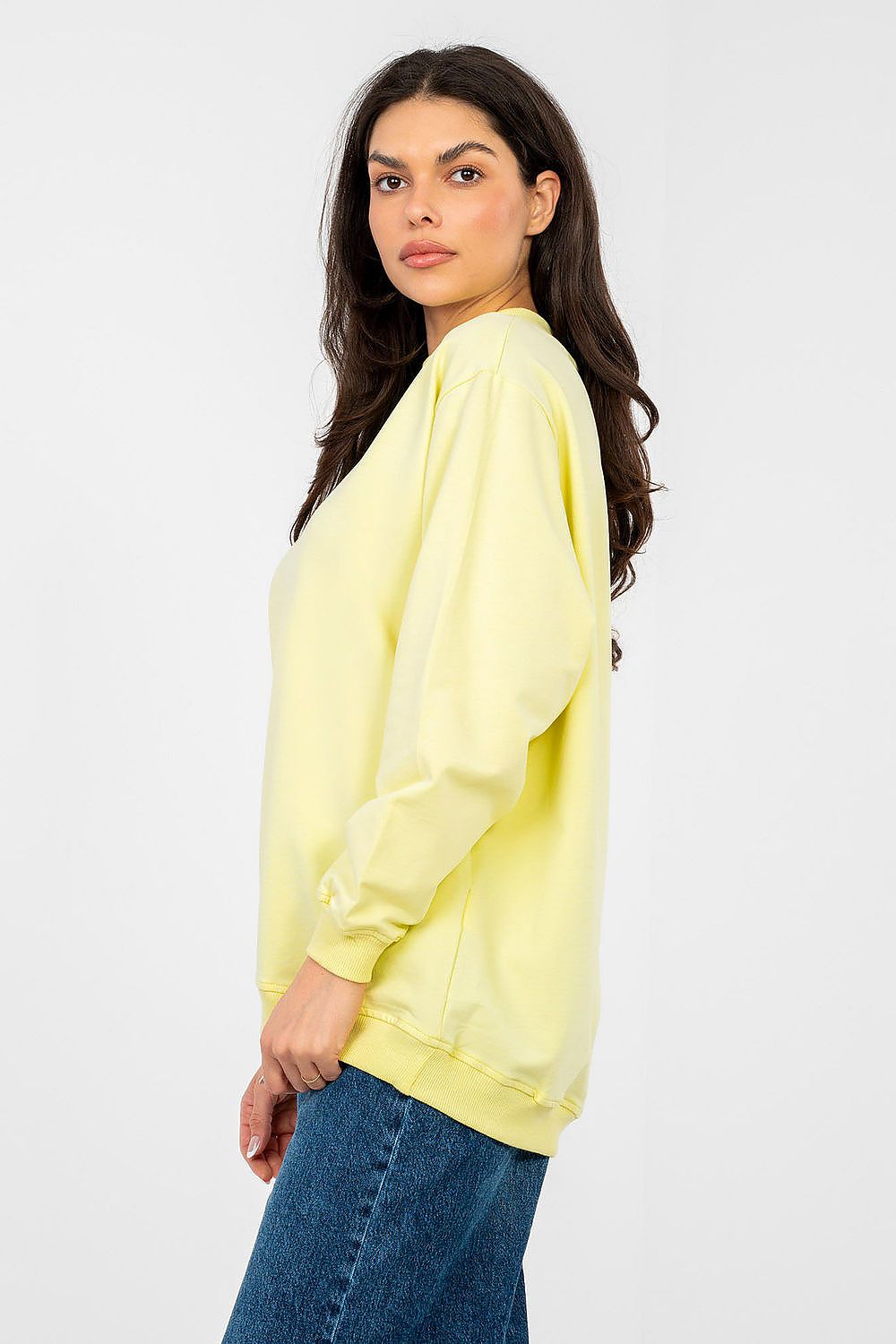 Women's sweatshirt yellow long sleeves side view