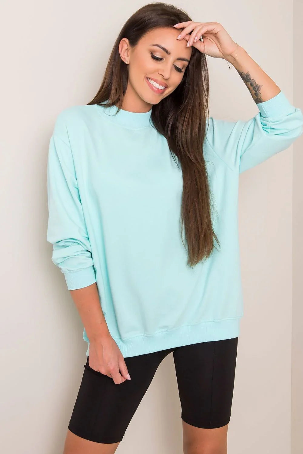 Women's Sweatshirt - Mock-Neck With Regular Fit - Guocali