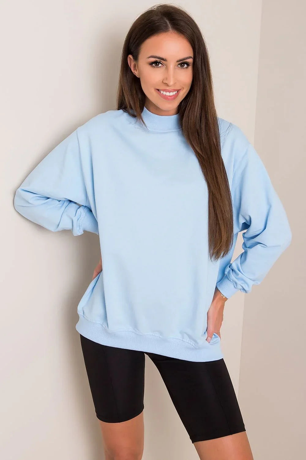 Women's Sweatshirt - Mock-Neck With Regular Fit - Guocali