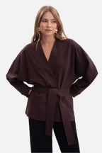 Women's Sweatshirt Open Front Belted Kimono Style Cotton – Sweatshirt | GUOCALI – view 5