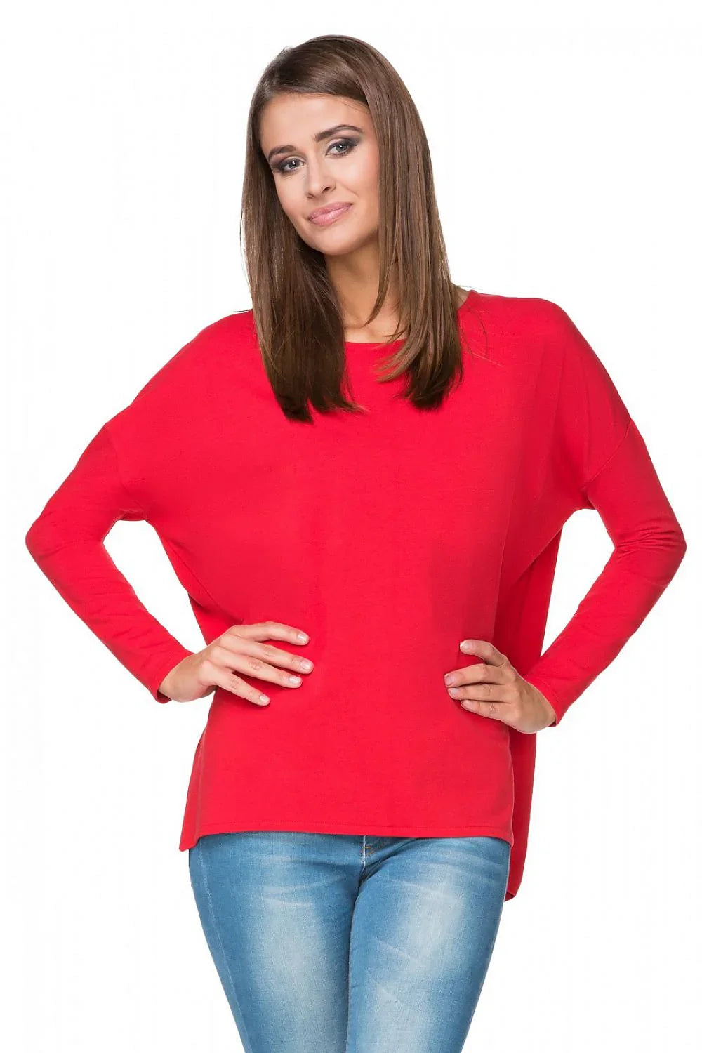 Women's sweatshirt Oversized Crew Neck Stretch Cotton Blend – main view