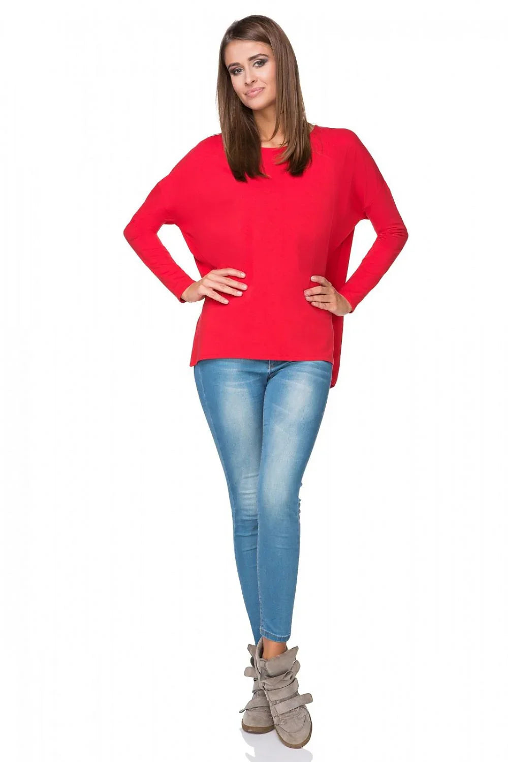 Women's sweatshirt Oversized Crew Neck Stretch Cotton Blend – view 2