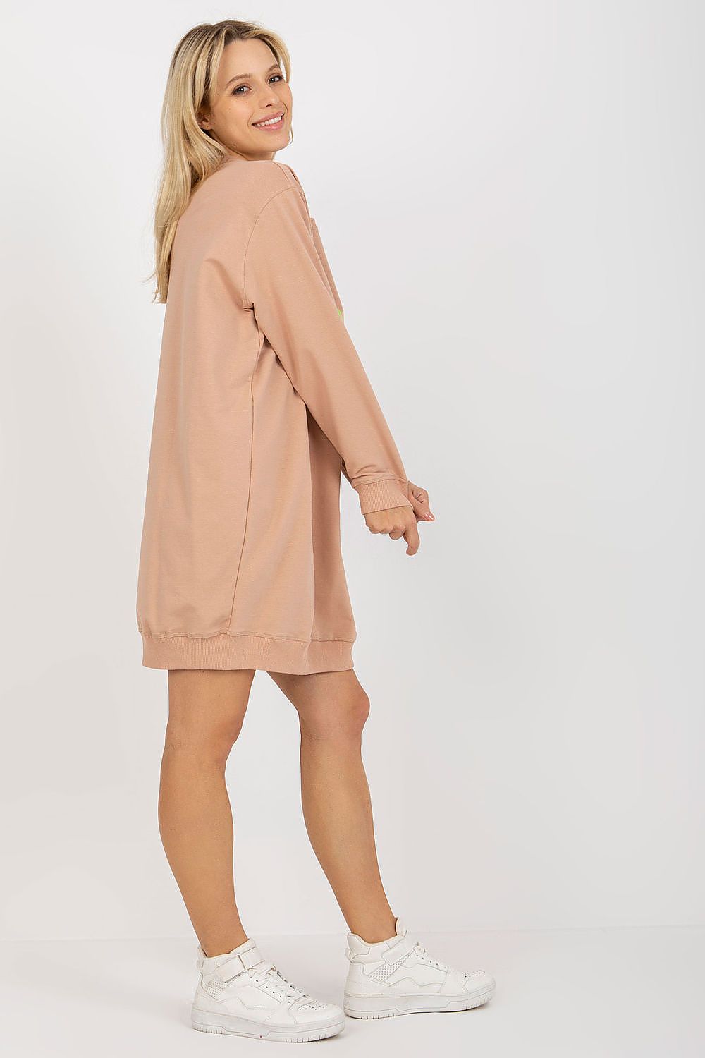 Women's sweatshirt beige crew neck alternate view