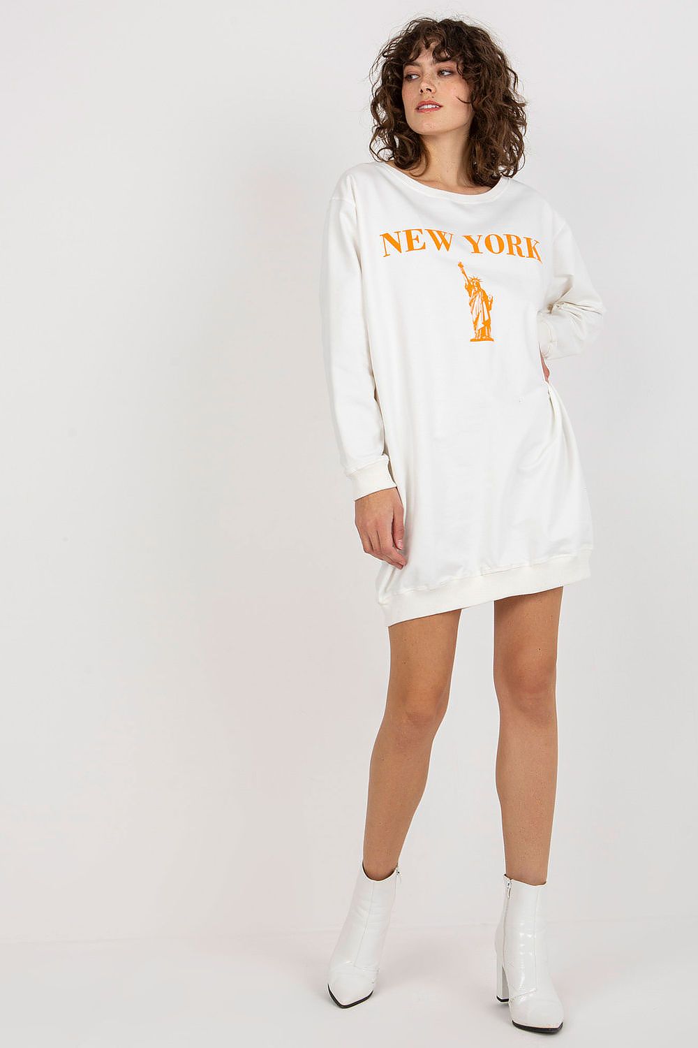 Women's sweatshirt beige cotton blend styled view
