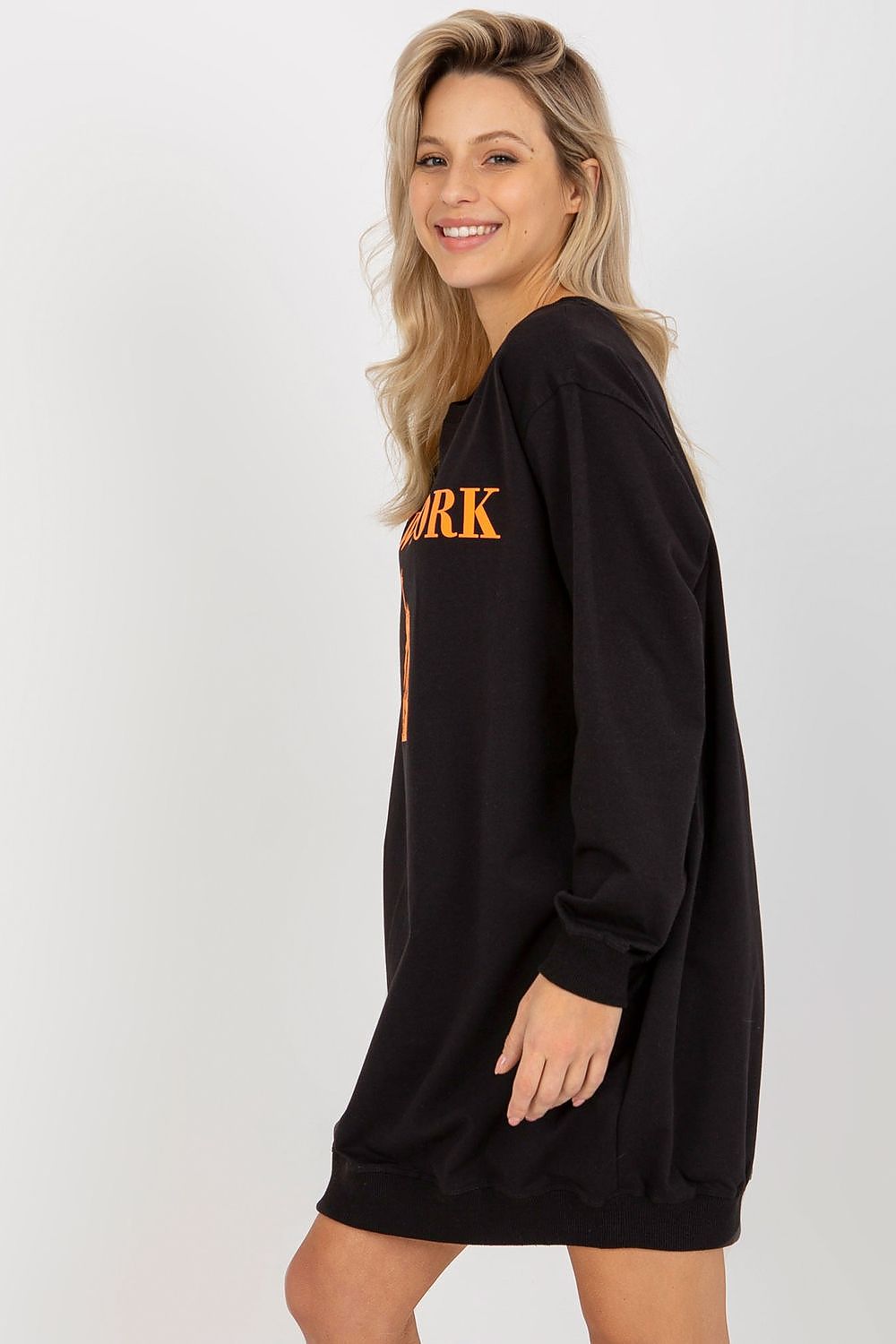 Women's sweatshirt black crew neck alternate view