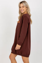 Women's sweatshirt brown crew neck alternate view