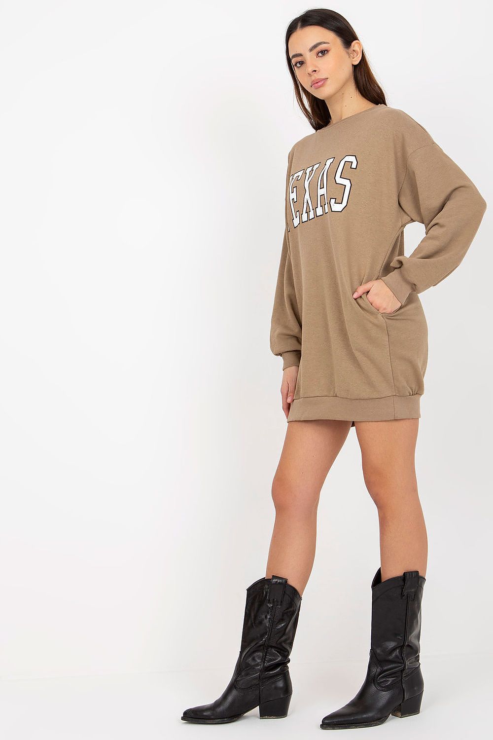 Women's sweatshirt beige crew neck alternate view