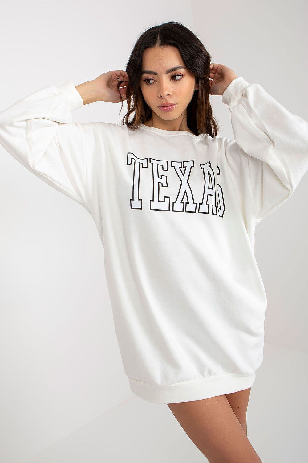 Women's sweatshirt beige inscription styled view