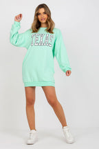 Women's sweatshirt green crew neck alternate view