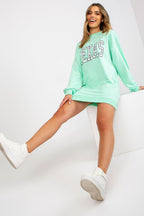 Women's sweatshirt green inscription styled view