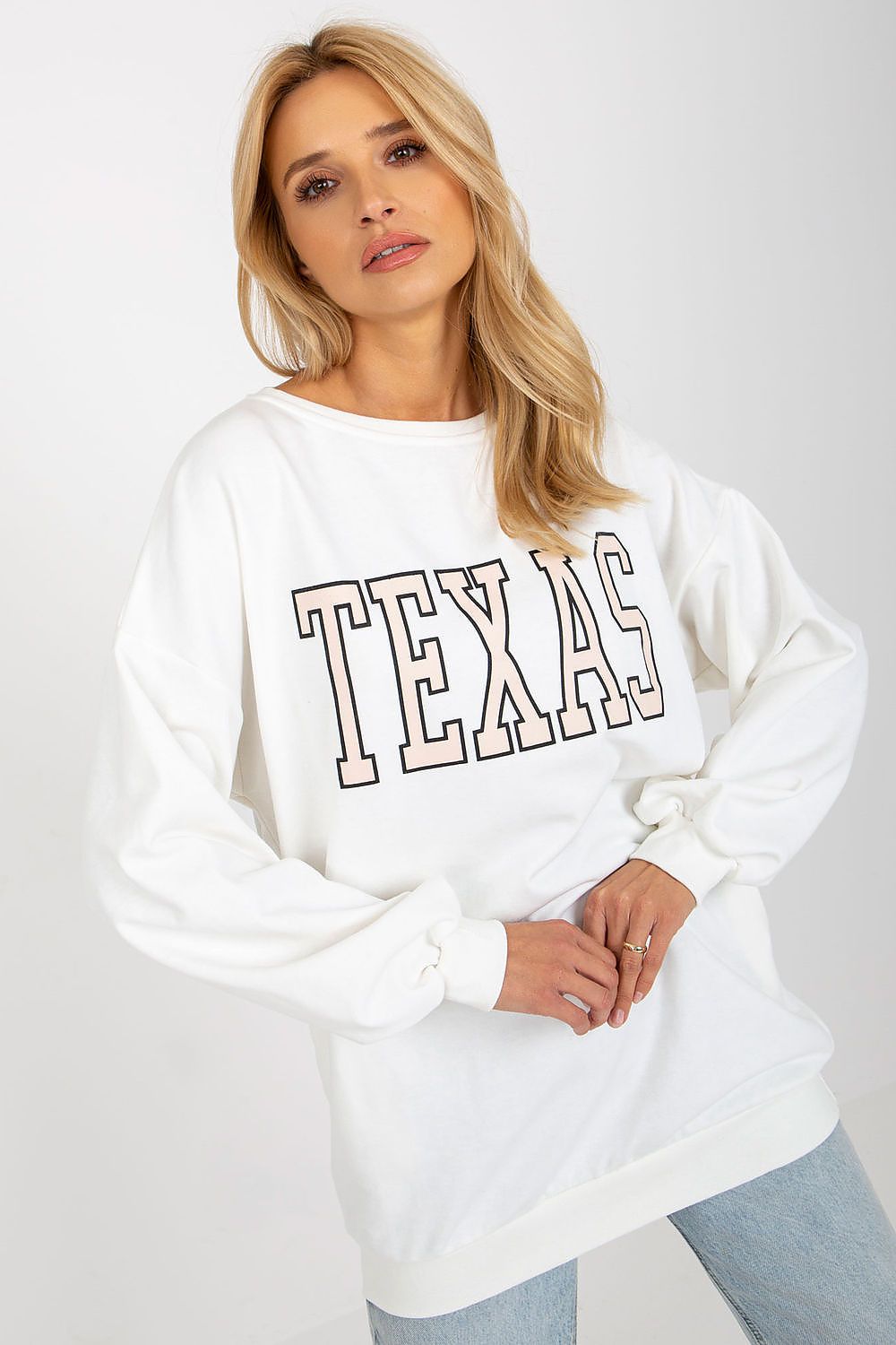 Women's sweatshirt pink crew neck alternate view
