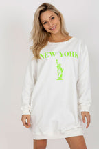 Women's sweatshirt green oversized longline print front view