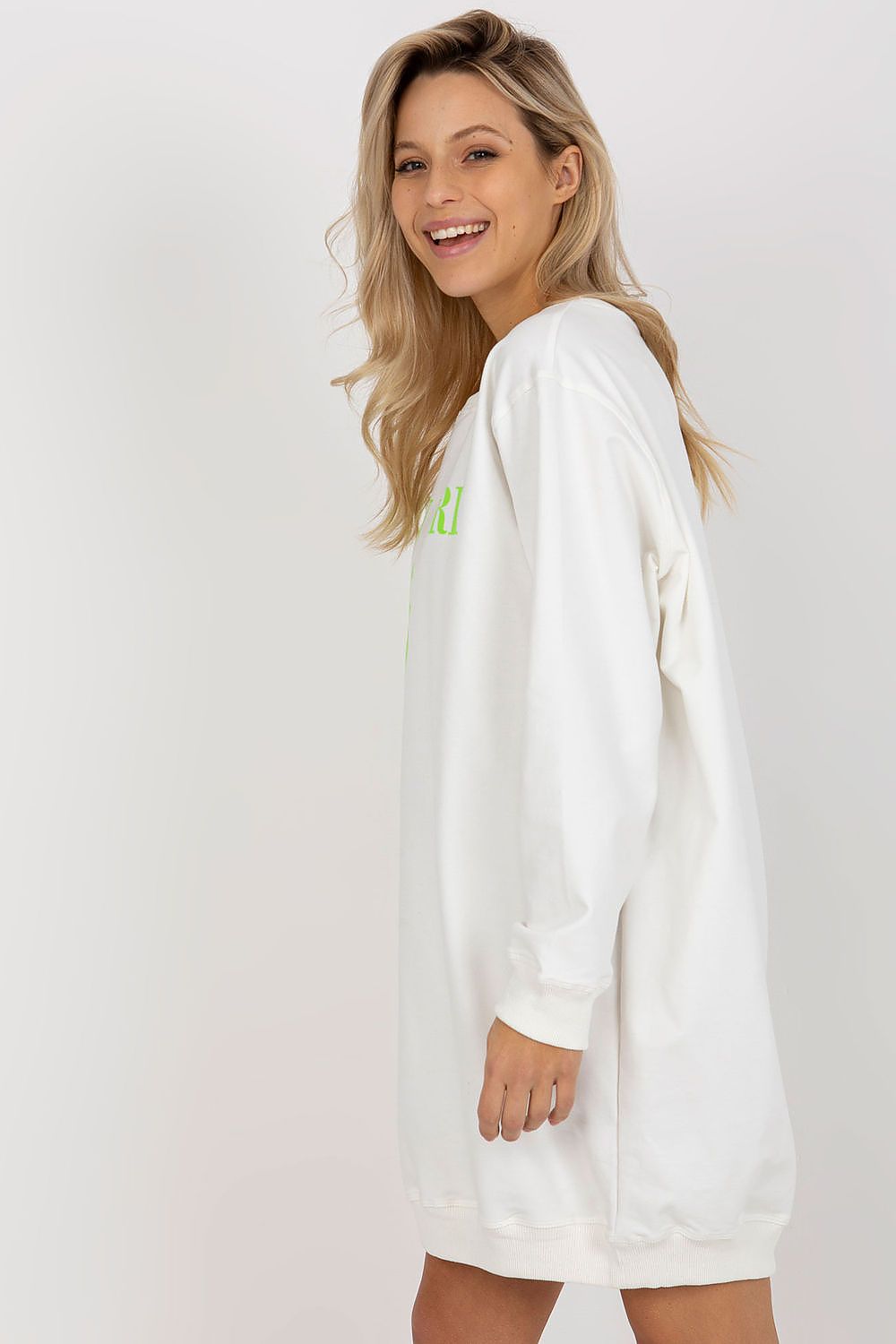 Women's sweatshirt green crew neck alternate view