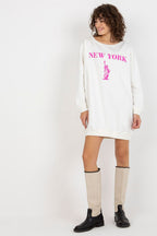 Women's sweatshirt pink crew neck alternate view