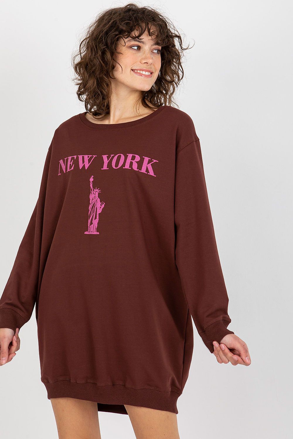 Women's sweatshirt pink graphic print front view