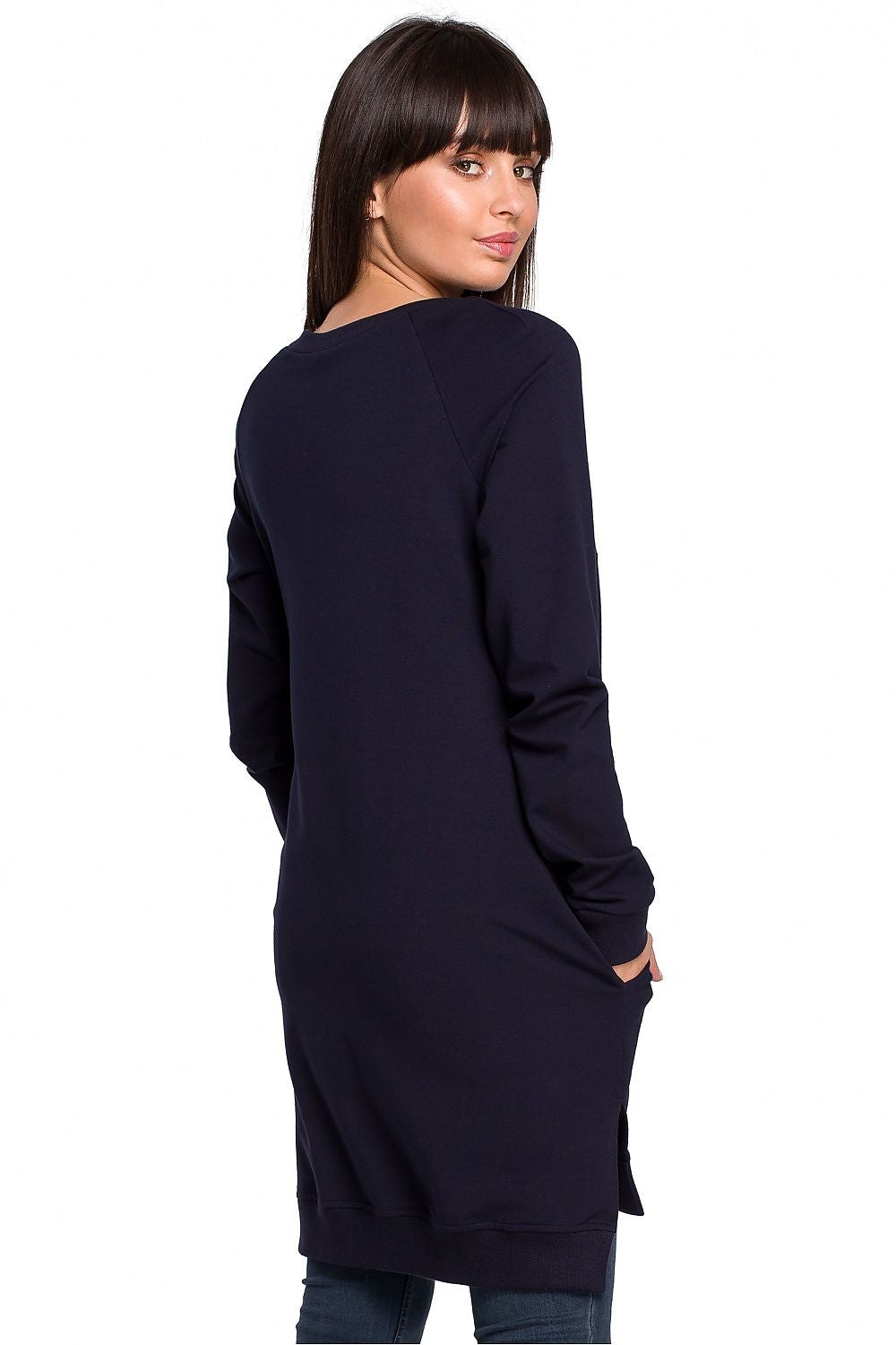 Women's Sweatshirt Oversized Longline Side Slits Stretch Cotton – Sweatshirt | GUOCALI – view 6