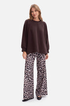 Women's sweatshirt brown side slits alternate view
