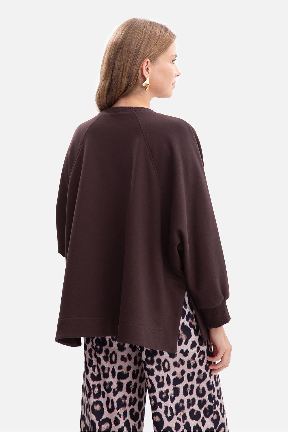Women's sweatshirt brown cotton casual look