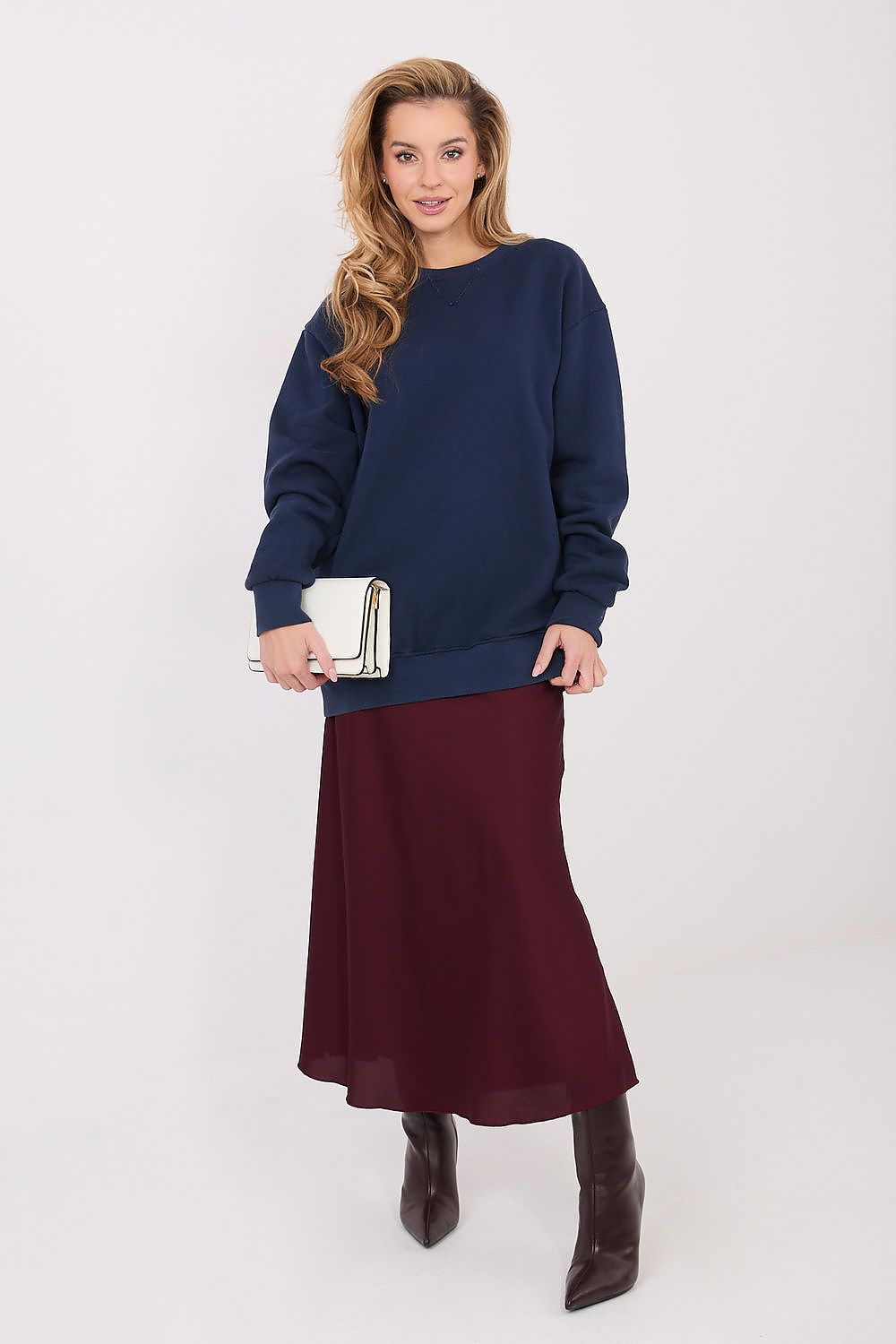 Women's sweatshirt navy loose fit alternate view