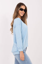 Women's sweatshirt blue long sleeves side view