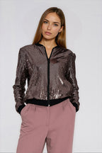 Women's Sweatshirt Sequin Zip-Up Crew Neck – Sweatshirt | GUOCALI