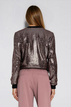 Women's Sweatshirt Sequin Zip-Up Crew Neck – Sweatshirt | GUOCALI – view 3