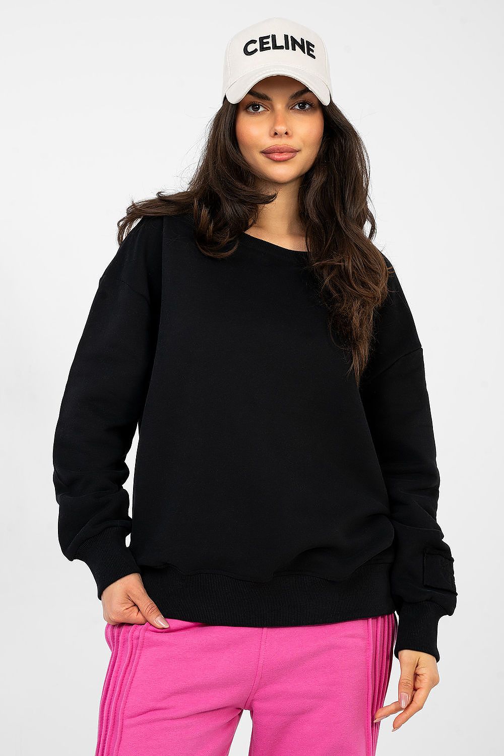 Women's sweatshirt black long sleeves front view