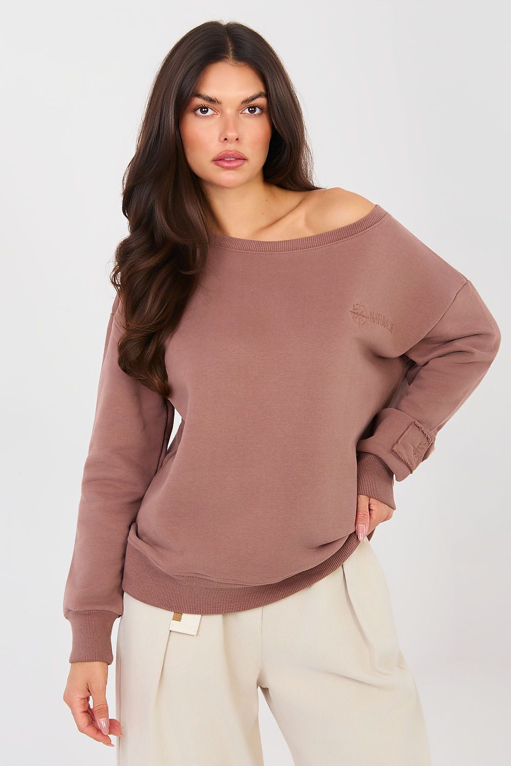 Women's sweatshirt brown long sleeves front view