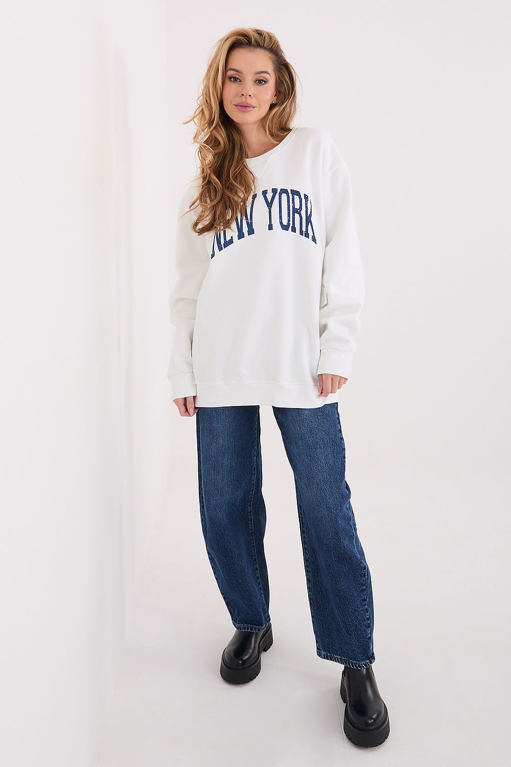 Women's sweatshirt beige loose fit alternate view