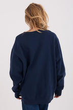 Women's sweatshirt navy loose fit alternate view
